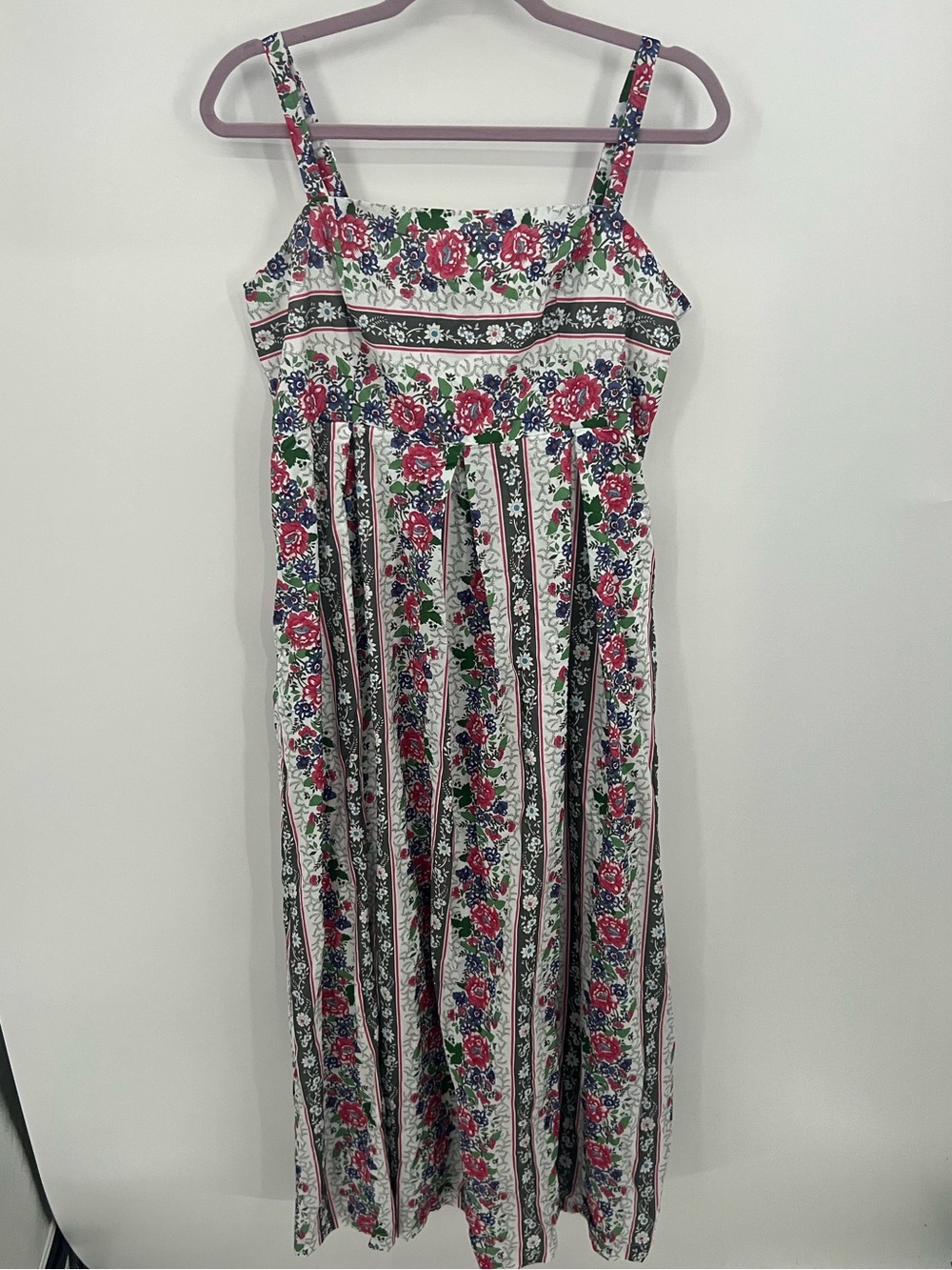 Modcloth White Maxi Dress with Pink & Green Floral Stripes - Picture 2 of 16